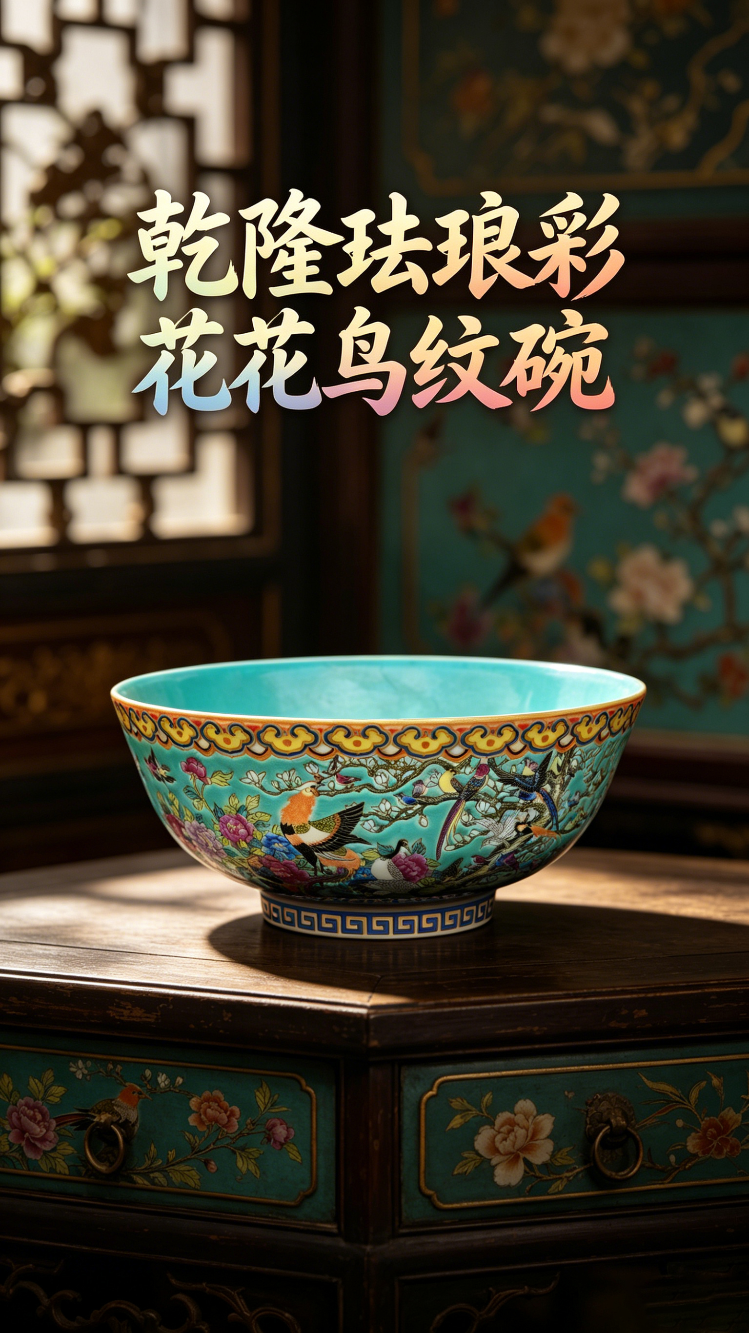 清乾隆珐琅彩花鸟纹碗